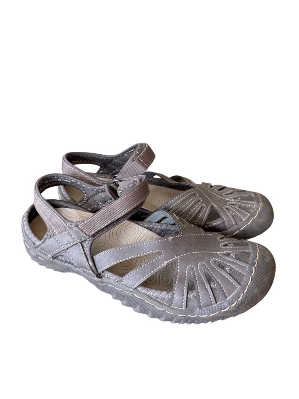 J Sport by Jambu Poppy Faux Leather Gray Mary Jane Sandals Size 6